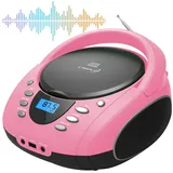 Cyberlux Boombox | CD/CD-R | USB | FM Radio Pink)