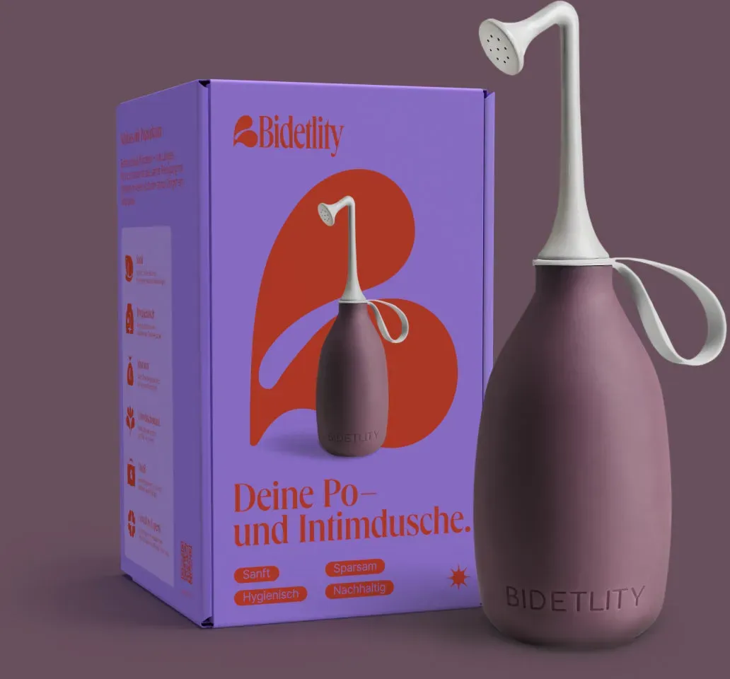 Bidetlity Po-Dusche | Podusche & Intimdusche Royal Ruby / Unverpackt | ersetzt Feuchttücher | Wochenbett & Reise-Bidet