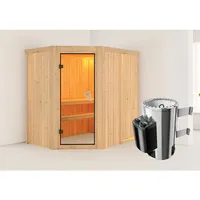 Karibu Saja inkl. 3,6 kW Ofen + integrierte Steuerung + Bronzierte Ganzglastür