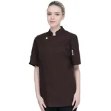 Dooxi Unisex Herren und Damen Sommer Kurzarm Kochjacke Mode Restaurant Küche Hotel Uniform Berufsbekleidung Braun XL - XL