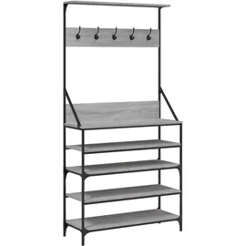 vidaXL Garderobenständer mit Schuhablage 90 x 34 x 184 cm Grau Sonoma
