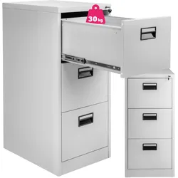 tectake® Aktenschrank, aus pulverbeschichtetem Stahl, Etiketten zur Beschriftung, 62,4 x 46 x 102,8 cm