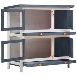 vidaXL Kleintierstall 4 Türen 120 x 60 x 100 cm grau
