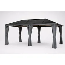 4iq group Hardtop Pavillon 3 x 6 m inkl. Vorhänge Braun