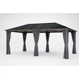 4iq group Hardtop Pavillon 3 x 6 m inkl. Vorhänge Braun