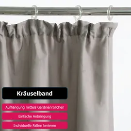 OTTO home Vorhang OTTO HOME "Raja, Gardinen mit Kräuselband, Vorhänge Wohnzimmer" Gr. 1, grau (taupe), B:140cm H:145cm, Polyester, Recyceltes Material, Gardinen, 2er-Set, Bestseller, einfarbig, modern, pflegeleicht, Mikrofaser