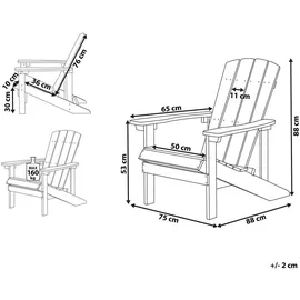 Beliani Adirondack Gartenstuhl 75 x 88 x 88 cm violett