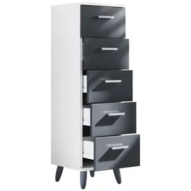 VCM Midischrank 30 x 100 x 30 cm Grau/Schwarz/Weiß