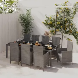 vidaXL Garten-Essgruppe 9-tlg. Grau