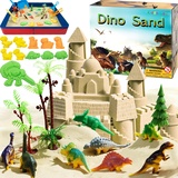 KiddosLand Dinosaurier Kinetischer Sand,Spielsand Baukasten mit 900g Knetsand, Magic Sand Sensorisch Sandspielzeug Zaubersand Geschenk für Kinder ab 3 Jahren