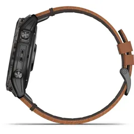 Garmin Epix Pro (Gen 2) Sapphire 51 mm schwarz/carbongrau Titan mit Lederarmband