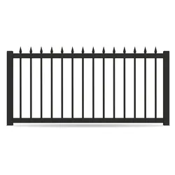 Zaun, Aluminium, Tiefschwarz RAL 9005, Modell Duisburg, flexible Befestigungssysteme, Zaunelement individuell konfigurierbar