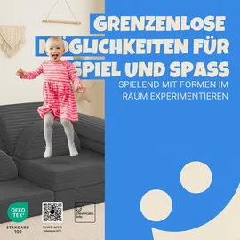 BestLivings Kindersofa modulares Spielsofa 11-teilig Schaumstoff grau