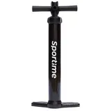 Sportime SUP Pumpe | Double Action Doppelhubpumpe für SUP-Boards, Boote Kajaks | Integriertes Manometer | Aus robustem PVC mit Alukolben | LxB 63x30 cm | 800 g | Schwarz