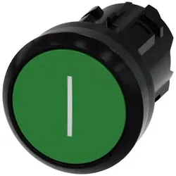 Siemens 3SU10000AB400AC0 Drucktaster, 22mm, rund, Kunststoff, grün, Beschriftung: I, Druckknopf