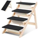 Clanmacy Hunderampe Hundetreppe 2 in 1 Hunderampe Faltbar aus Holz Einstiegshilfe Bis 80kg (1-St), Holzklappbare, Anti Rutsch