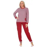 Normann Pyjama Normann Damen Frottee Pyjama mit Bündchen in Tupfen- und Ringeldesign 44-46