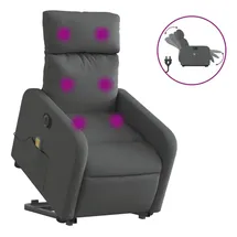 vidaXL Elektrischer Massagesessel mit Aufstehhilfe Dunkelgrau Stoff