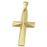 unbespielt Kreuzanhänger Anhänger Kreuz glänzend 375 Gold 21 x 13 mm, Goldschmuck für Damen und Herren goldfarben