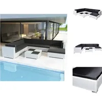 vidaXL 8-tlg. Garten-Lounge-Set mit Auflagen Poly Rattan Weiß -  Gartenmöbel-Sets - Weiß