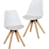 FineBuy Esszimmerstuhl Retro Kunstleder weiß 2er Set