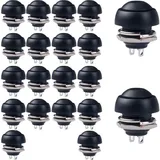 Schwarz 20 Stück 12 mm Mini-Moment-Drucktastenschalter, wasserdichter Druckknopf, 1 A 250 VAC / 3 A 125 VAC runder Drucktastenschalter, für Raspberry