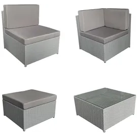 Happy Garden Gartenmöbel Bonifacio aus grauem Harzgeflecht 6 Sitzplätze - graues Kissen