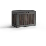 Keter Gartentruhe KENTWOOD 190L Decocoat – Wetterfeste Gartenbox in Rosenholzoptik mit Sitzfunktion – UV-beständige Aufbewahrungsbox, abschließbar, für Innen- & Außenbereich