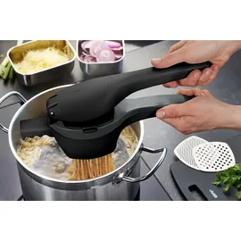 GEFU PRESCO schwarz, B:9,9cm L:11,5cm T:33,5cm, Edelstahl, Kunststoff, Küchenpressen, zum Pressen von Kartoffeln, Obst, Spaghetti-Eis oder Spätzle