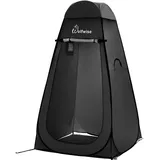 WolfWise Pop-Up Duschzelt UV-Schutz, Toilettenzelt, Umkleidezelt, Tragbar Camping Duschkabine Mobile Umkleidekabine Outdoor Klozelt, Privatzelt Lagerzelt für Wandern Strand, Groß Schwarz