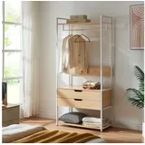 [en.casa] Garderobenständer Larem 180 x 84 x 40 cm Weiß / Eiche