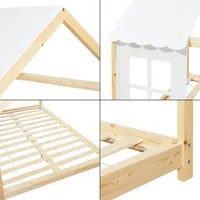 [en.casa] Kinderbett Tostedt Halboffenes Design 120x200cm Holz/Weiß