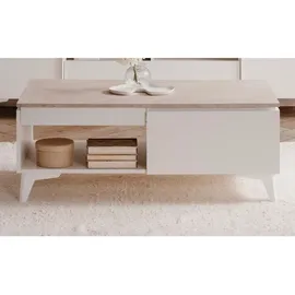 furn.design Couchtisch, Weiß, Sand, Holzwerkstoff, 1 Schubladen, Rechteckig,Rechteckig, 100x40x55 cm, Wohnzimmer, Wohnzimmertische, Couchtische