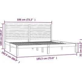 vidaXL Massivholzbett 180 x 200 cm Braun