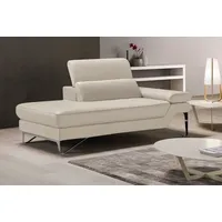 Ottomane EGOITALIANO "Princess, elegantes Designsofa mit erstklassigem Sitzkomfort", weiß (paper), B:177cm H:95cm T:108cm, Leder »BULL« (echtes Rindsleder). Geschliffenes, pigmentiertes und behandeltes Rindsleder mit einer Dicke von 1, 3-1, 5 mm. Dieses Leder zeigt eine ziemlich weiche Hand mit einem halb undurchsichtigen Aussehen. Es handelt sich um ein geschütztes Leder. Eine leichte Deckschicht schützt sie vor Flecken, ohne ihre ursprünglichen Eigenschaften zu verändern. Die geschützten Leder kombinieren die Vorteile von Natürlichkeit und Weichheit mit einer guten Beständigkeit gegen Verschleiß und Ausbleichen. Das Vorhandensein der charakteristischen Zeichen, die das Leben des Tieres bestimmen, wie Narben, Körnungsunterschiede, Falten, Adern, Disharmonien in Farbtönen, beweisen ihre absolute Echtheit und großen Wert., Sofas, Ottomane, inkl. verstellbarem Kopfteil und edle Designmetallfüße