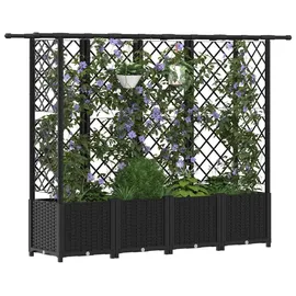 vidaXL Hochbeet mit Rankgitter und Dach 202 x 40 x 138 cm Schwarz