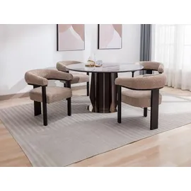 vente-unique Stuhl mit Armlehnen Polyester Schwarz/Taupe 2er Set