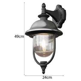 Konstsmide LED Außenwandleuchte Aluminium/Edelstahl/Glas 49 cm inkl. Leuchtmittel Schwarz/Silber