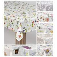 Laro Wachstuch-Tischdecke Wachstischdecke Gartentischdecke, Muster:Blumen Hagebutten, Größe:140x300