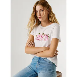 Pepe Jeans T-Shirt MAHINA mit floralem Print weiß L (40)