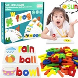 Montessori Spielzeug ab 1 Jahr Scrabble Buchstaben Holz Schreiben Lesen Lernen Spiel Holzspielzeug Baby Vorschule Spiele 52 Wooden Letters Lernspielzeug Alphabet Puzzle Learning Educational Toys