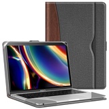 Fintie Hülle Kompatibel mit MacBook Air M3 M2 13.6 (2024-2022), MacBook Air M1 13 (2020-2018) und MacBook Pro M2 M1 13 (2022-2016), Folio Book Schutzhülle mit Dokumentschlitze, Grau/Braun