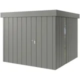 Hörmann Gerätehaus, Alu, Metall, 229x220x277 cm, innenseitige Entriegelungsmöglichkeit, wartungsfrei, Dachvorsprung, ohne Boden, Türe mit Gasdruckfeder, umfangreiche Grundausstattung, integrierter Wasserablauf, regenwasserdicht, 3-fach Verriegelung Edelstahl-Drückergarnitur, Aufbewahrung & Schutzhüllen, Geräteschuppen