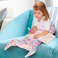 Blossom&Thorn Meerjungfrau Decke für Erwachsene und Kinder, Universelle Schlafdecke aus Flanell als Meerjungfrauenflosse (100 cm x 140 cm, Schalenfarbe)