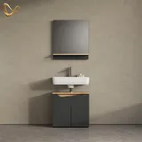 livinity® Timavo 2-tlg. Anthrazit/Eiche