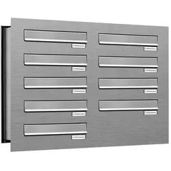 AL Briefkastensysteme 9 Fächer Premium Edelstahl Durchwurf Briefkasten Anlage für Post A4, robust, wetterfest, Artikelnummer: 132V9DV2