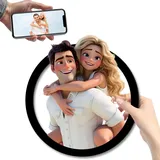 PSUNEY Personalisierte 3D Cartoon Stil Foto Hölzernes Fotorahmen Zeichen Benutzerdefinierte Familie Foto 3D Cartoon Portrait Geschenk Karikatur Bilderrahmen Hochzeitstag Weihnachtspaar Wanddekoration