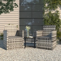 vidaXL Polyrattan Lounge-Set mit Kissen 3-tlg. grau 319191