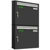 AL Briefkastensysteme Basic 2er Briefkasten RAL 7016 Anthrazit inkl. Zeitungsfach