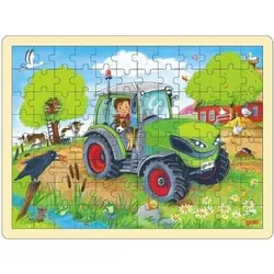 GOKI 57326 Einlegepuzzle 96 Teile Traktor